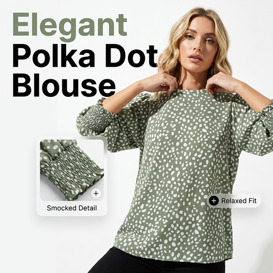 Women's Casual Polka Dot 3/4 Sleeve Blouse Top