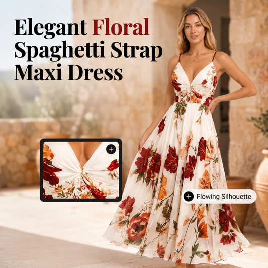 📢📢40% OFF !! ⏰Women's Printed Spaghetti Strap Maxi Dress