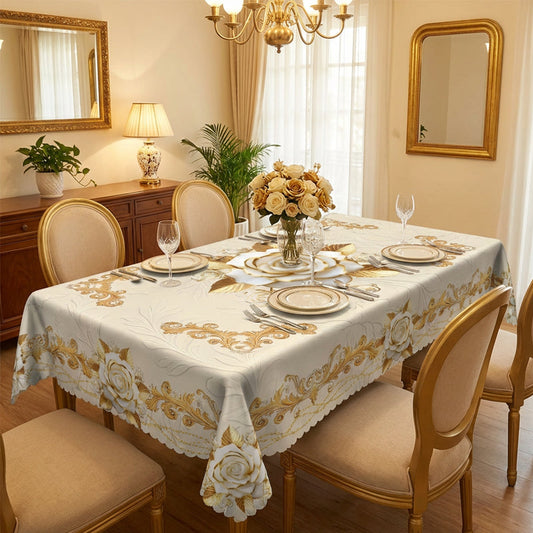 📢📢40% OFF !! ⏰Waterproof Gold Rose Tablecloth