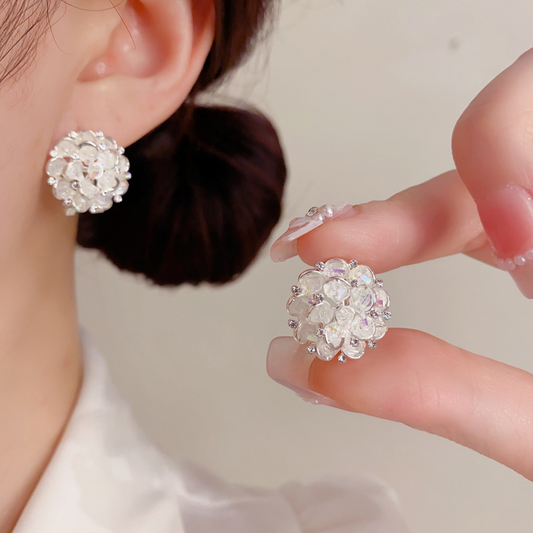 Elegant Sparkling Floral Stud Earrings