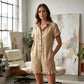 Women's Short Sleeve Button Up Romper with Pockets