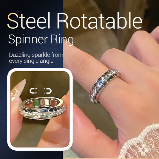 📢📢50% OFF !! ⏰Titanium Steel Rotatable Spinner Ring with Zirconia