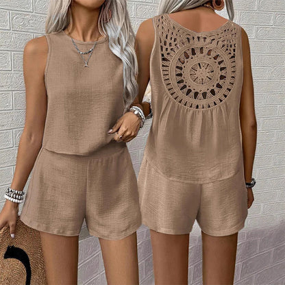 📢📢40% OFF !! ⏰Women's Casual Sleeveless Top Shorts 2-Piece Set
