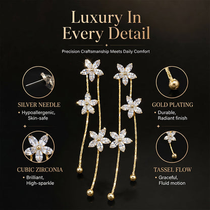 📢📢40% OFF !! ⏰Women's Sparkling Flower Tassel Earrings