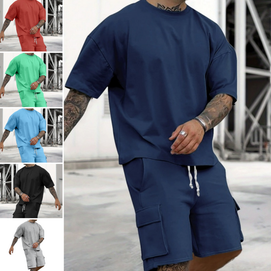 📢📢40% OFF !! ⏰ Men's Casual Short Sleeve T-Shirt Shorts Set
