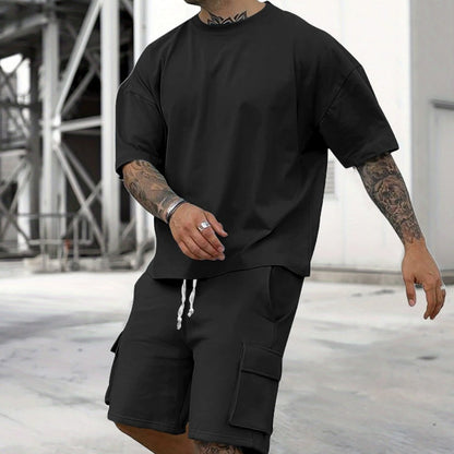 📢📢40% OFF !! ⏰ Men's Casual Short Sleeve T-Shirt Shorts Set