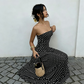 📢📢40% OFF !! ⏰ WOMEN'S OFF-SHOULDER POLKA DOT DRESS — Flattering Ruched Waist & Flowing A-Line Evening Wear ✨