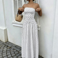 📢📢40% OFF !! ⏰ WOMEN'S OFF-SHOULDER POLKA DOT DRESS — Flattering Ruched Waist & Flowing A-Line Evening Wear ✨
