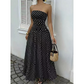 📢📢40% OFF !! ⏰ WOMEN'S OFF-SHOULDER POLKA DOT DRESS — Flattering Ruched Waist & Flowing A-Line Evening Wear ✨
