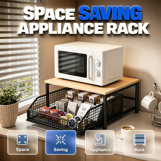 📢📢40% OFF !! ⏰2-Tier Kitchen Microwave Stand with Slide-Out Storage Drawer