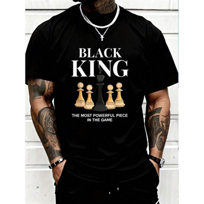 📢📢40% OFF !! ⏰Men Plus Size Chess Slogan Print T-Shirt Casual Short Sleeve Tee
