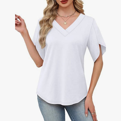 📢📢40% OFF !! ⏰ V-Neck Flutter Sleeve Blouse – Soft Feminine Breeze 🌸