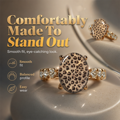 📢📢33% OFF !! ⏰Vintage Leopard Print Oval Ring
