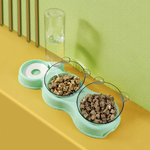 📢📢40% OFF !! ⏰3-in-1 Pet Double Bowls with Automatic Water Dispenser