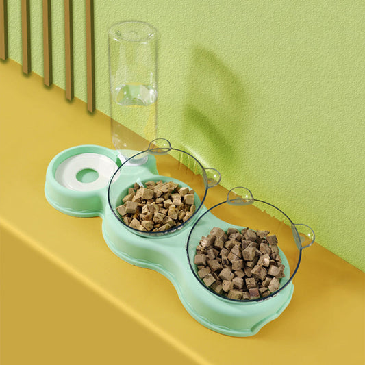 📢📢40% OFF !! ⏰3-in-1 Pet Double Bowls with Automatic Water Dispenser