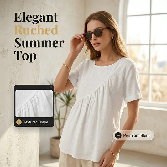 📢📢40% OFF !! ⏰Asymmetrical Ruched Top – Edgy & chic.