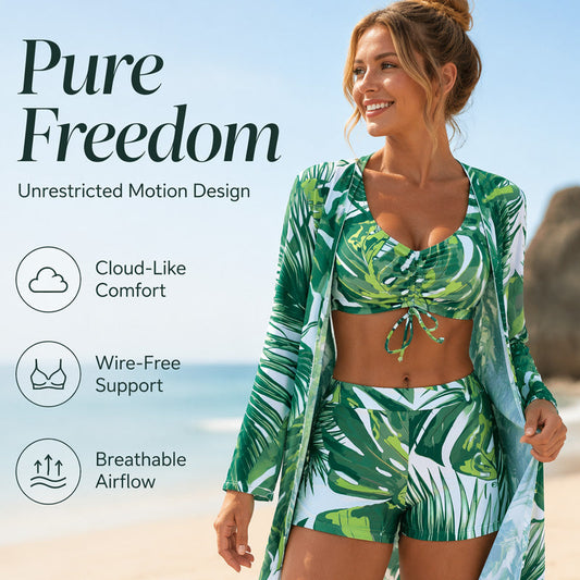🌸 50% OFF NOW! 🌸Women Tropical Print 3-Piece Swimwear Set