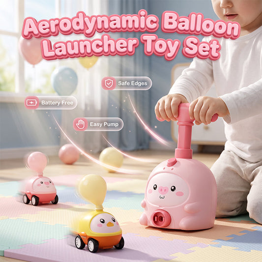 📢📢50% OFF !! ⏰Balloon-Powered Launcher Car Toy Set for Kids