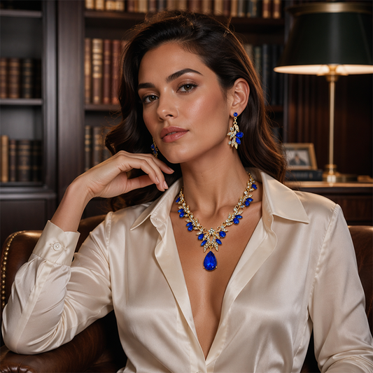 📢📢40% OFF !! ⏰Sparkling Teardrop Pendant Necklace and Earrings Set