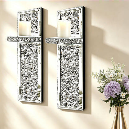 📢📢50% OFF !! ⏰Crushed Crystal Glass Candle Sconces