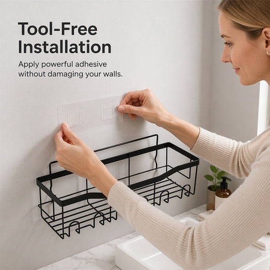 📢📢40% OFF !! ⏰Drill-Free Bathroom Shelf Set