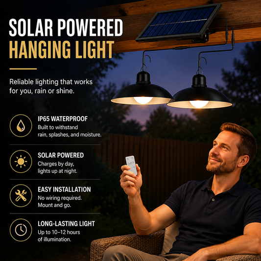 📢📢40% OFF !! ⏰Waterproof Outdoor Solar-Powered Hanging Light
