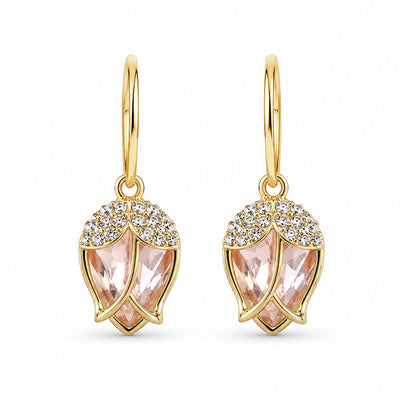 Elegant Rosebud C-Shaped Hoop Earrings