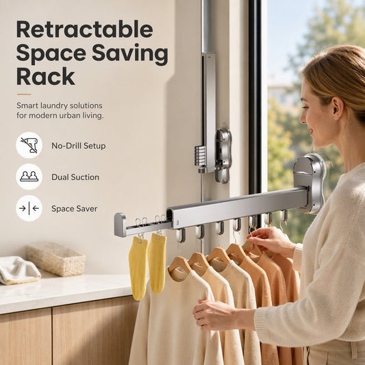 📢📢40% OFF !! ⏰ Space-Saving Drying Rack – Retractable Design, Vacuum Suction, Aerospace-Grade Aluminum Alloy ✨