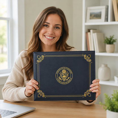📢📢50% OFF !! ⏰United States Birth Certificate Holder Elegant Gold Foil Protective Cover