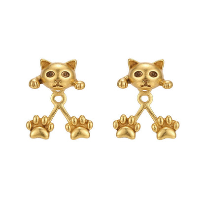 🎉 LIMITED TIME 50% OFF! 🐱 3D Cute Peeking Cat Stud Earrings – Playful Front-Back Design, Vintage Silver Finish & Lightweight Comfort ✨