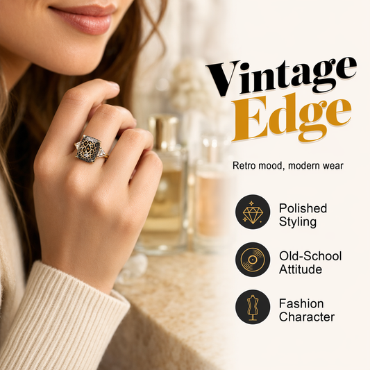 Vintage Leopard Print Copper Ring