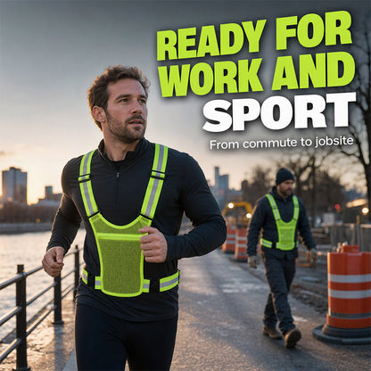 📢📢40% OFF !! ⏰High Visibility Reflective Vest Adjustable Safety Running Gear with Pocket
