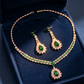 🎉 2026 Sale — Over 22,000 Sold! 💎 Zircon Jewelry Set – Pink & Green Necklace & Drop Earrings – Complete Your Party Look! ✨