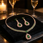 🎉 2026 Sale — Over 22,000 Sold! 💎 Zircon Jewelry Set – Pink & Green Necklace & Drop Earrings – Complete Your Party Look! ✨