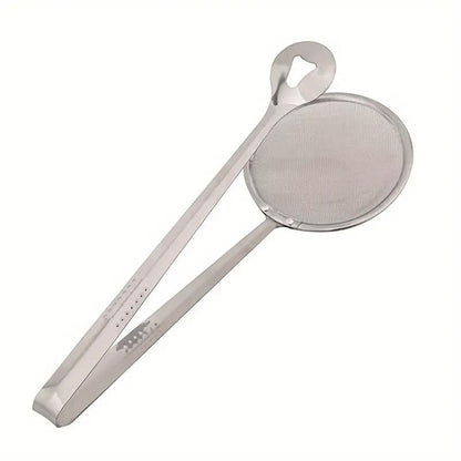 2-in-1 Stainless Steel Food Tongs & Oil Strainer