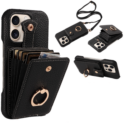 🎉 LIMITED TIME 50% OFF! 📱 Crossbody Wallet Phone Case – RFID Blocking, Accordion Card Slot & Detachable Strap – Litchi Pattern PU Leather ✨