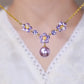 Elegant Purple Zircon Flower Pendant Necklace