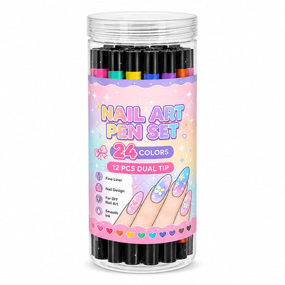 📢📢50% OFF !!⏰️ 24 Colors Dual Ended Nail Art Pens Set