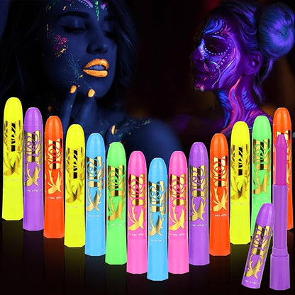🎉 LIMITED TIME 50% OFF! ✨ Luminescent Water-Soluble Body Painting Crayons – Silky Smooth Texture, Quick Cleaning & Up to 98% Washability – 6/10/12 Pcs ✨