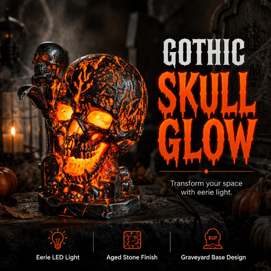 📢📢40% OFF !!⏰️Halloween Resin Skull Lamp Glowing Tabletop Ornament