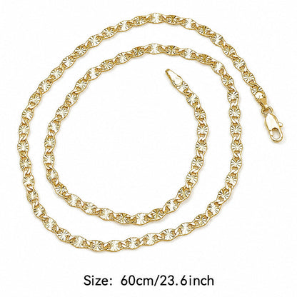 Women's Elegant Gold Plated Flat Chain Necklace