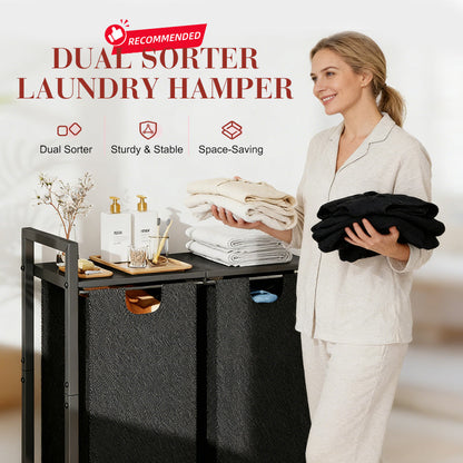 📢📢40% OFF !! ⏰Dual Sorter Laundry Hamper with Storage Shelf
