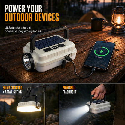📢📢40% OFF !! ⏰Solar Rechargeable LED Camping Lantern Multifunctional Handheld Work Light