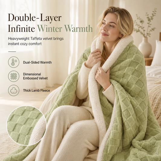 Heavyweight Double-Layer Thickened Sherpa Flannel Fleece Warm Throw Blanket