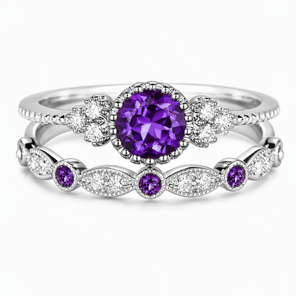 Women's Fashion Micro Pave Zircon Ring with Imitation Gemstone for Engagement and Couples