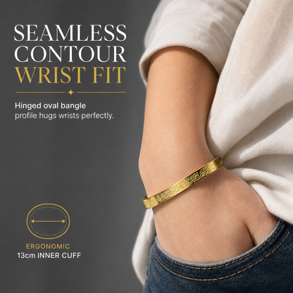 📢📢40% OFF !! ⏰18K Vacuum Plated Titanium Steel Bangle – Radiant Mirror-Like Finish, Intricate Engraved Lettering & Tarnish-Free Premium Steel – Hypoallergenic Elegance for Daily Wear 💛