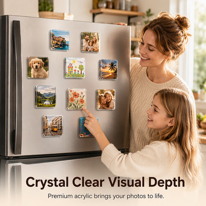 📢📢50%  OFF !! ⏰ Clear Acrylic DIY Fridge Magnet Kit – Turn Photos, Drawings & Little Memories Into Custom Fridge Magnets, A Fun Craft Activity for Home & Gifting 🧲