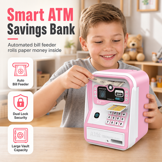 📢📢40% OFF !! ⏰Kids Electronic ATM Piggy Bank Toy with Password Lock Simulated Fingerprint Sensor Card Insertion and Auto Scroll Money Saving Box
