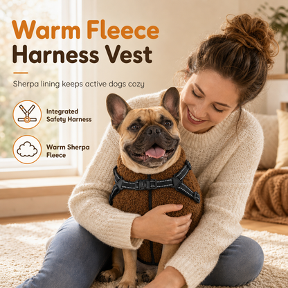 📢📢40% OFF !! ⏰Warm Winter Dog Coat with Reflective Strips and Harness for Small and Medium Dogs