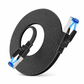 Cat8 Flat Ethernet Cable 40Gbps Shielded Black Braided Network Cord with Oxygen-Free Copper and Blue Connectors